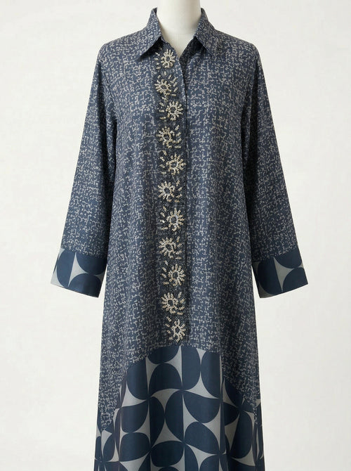 Blue and Purple Kuwaiti Jalabyia Dress