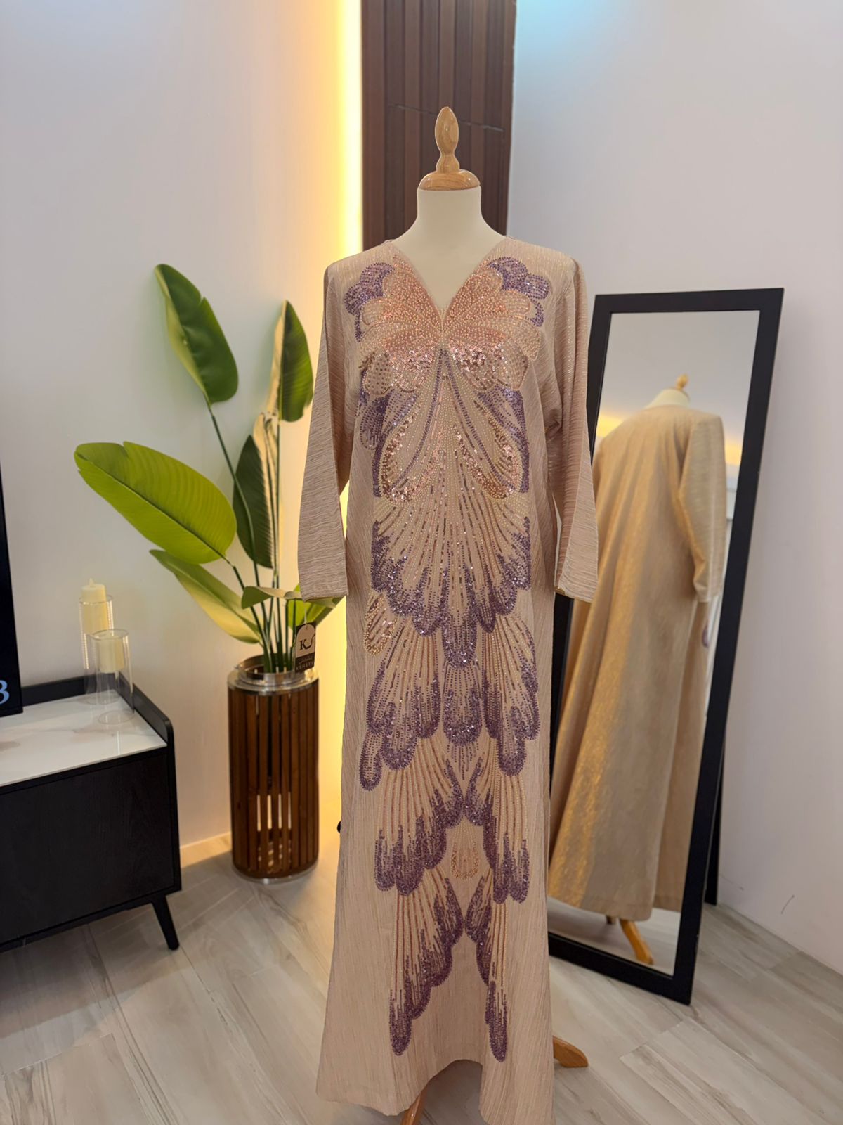 Beige, Pink And Turquoise Kuwaiti Jalabyia Dresses